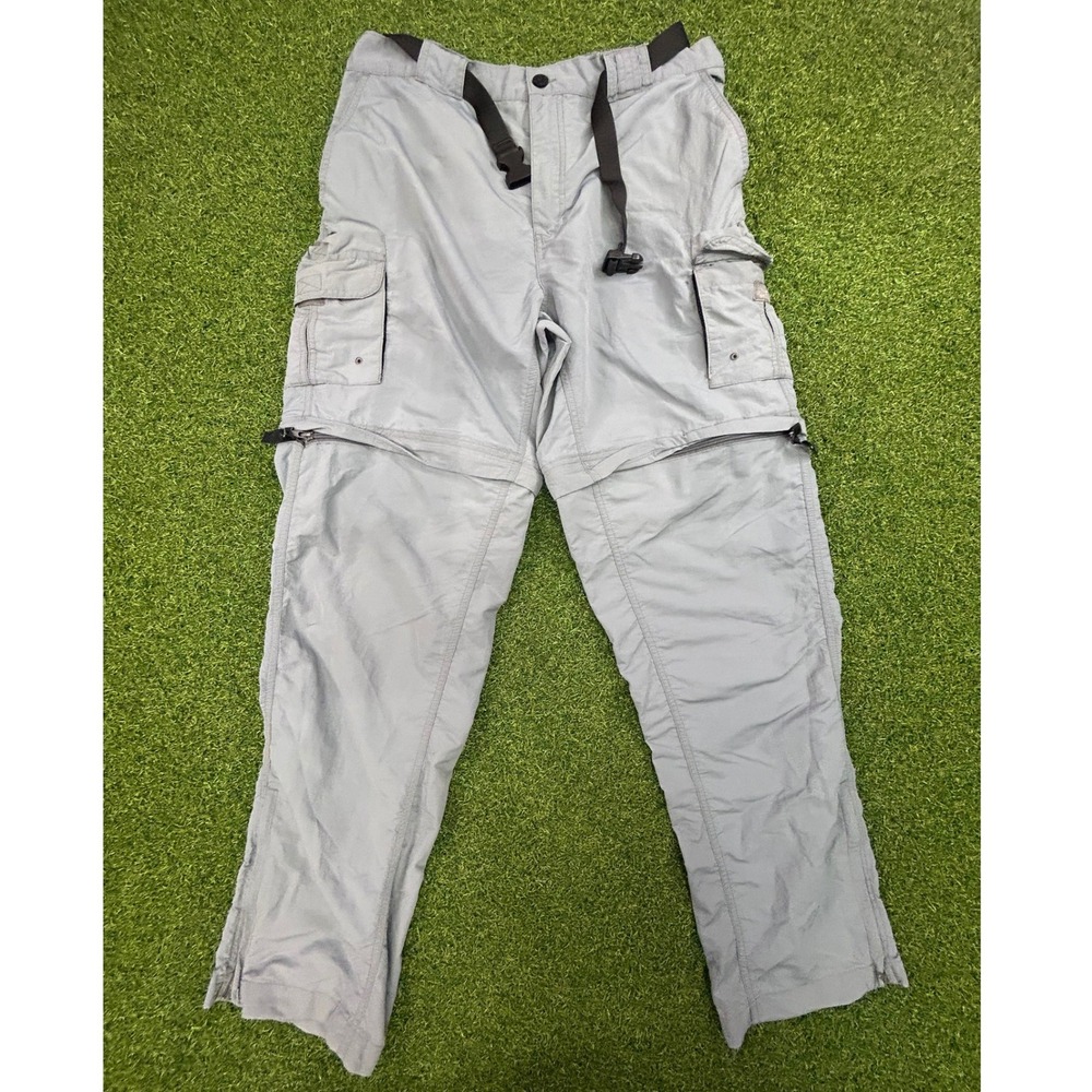 Magellan Outdoors Mens Gray Convertible Hiking Cargo Pants Zip Off Shorts